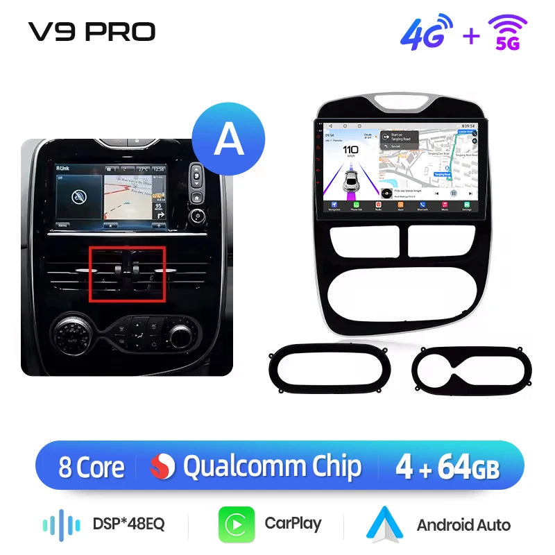 Autoradio Junsun 10" Android 13 pour Renault Clio 4 (2012-2017) – CarPlay & Android Auto sans fil, GPS, Caméra 360°