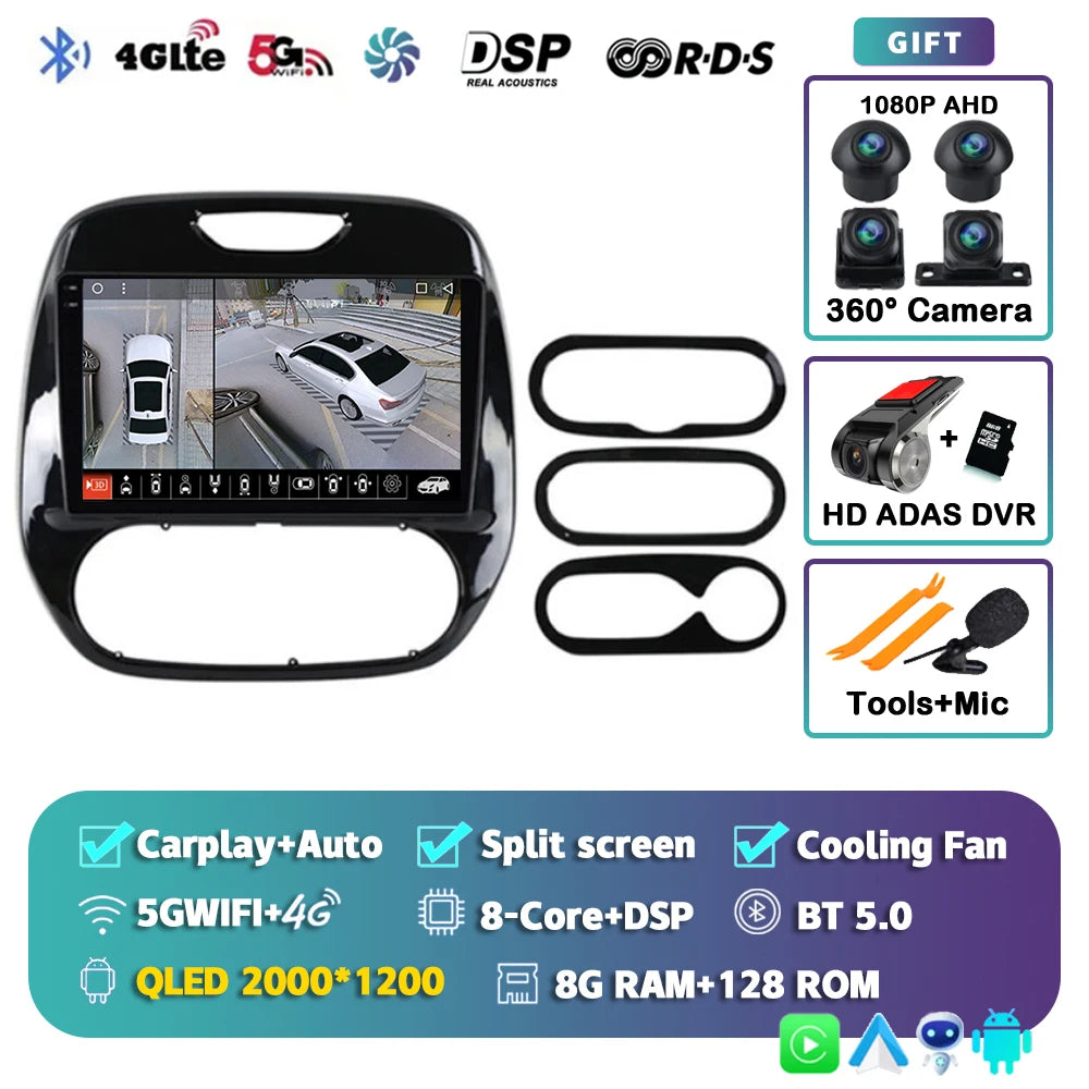 Autoradio Android 15 pour Renault Captur / Clio / Kadjar – CarPlay & Android Auto, GPS, 4G, Écran Tactile 9"