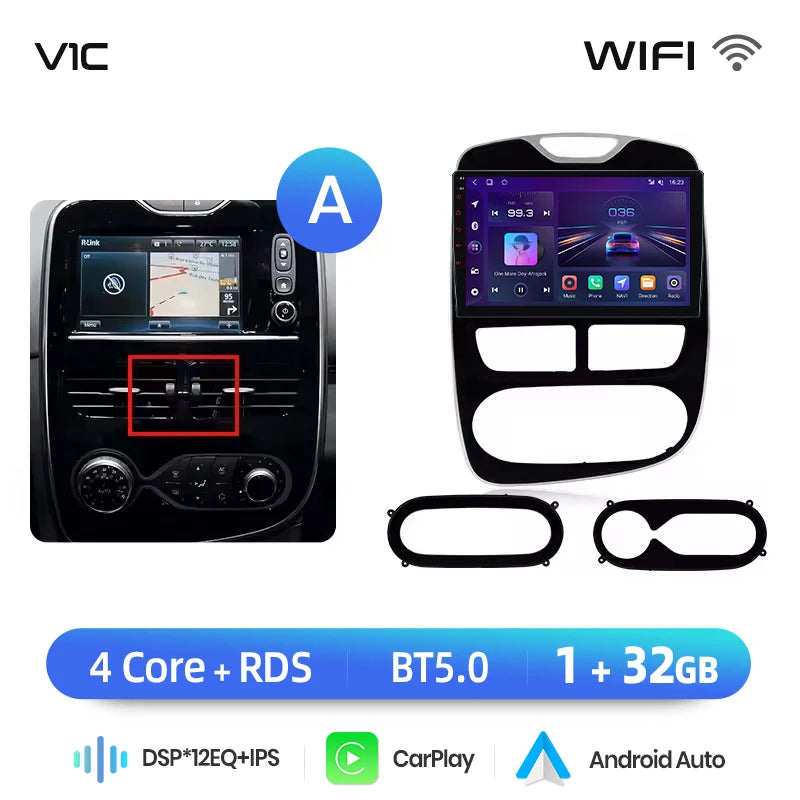 Autoradio Junsun 10" Android 13 pour Renault Clio 4 (2012-2017) – CarPlay & Android Auto sans fil, GPS, Caméra 360°