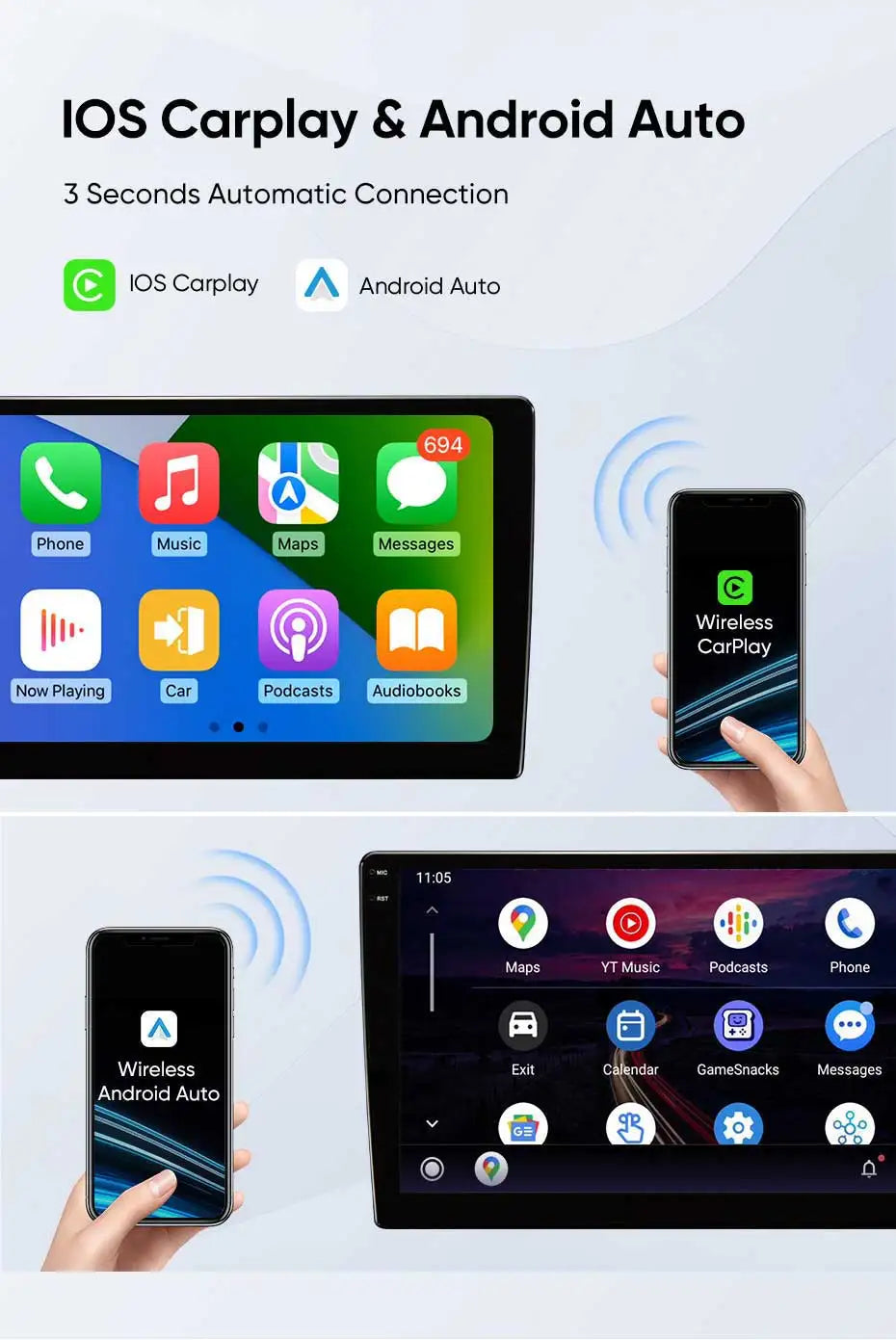 Autoradio Android 15 pour Renault Captur / Clio / Kadjar – CarPlay & Android Auto, GPS, 4G, Écran Tactile 9"