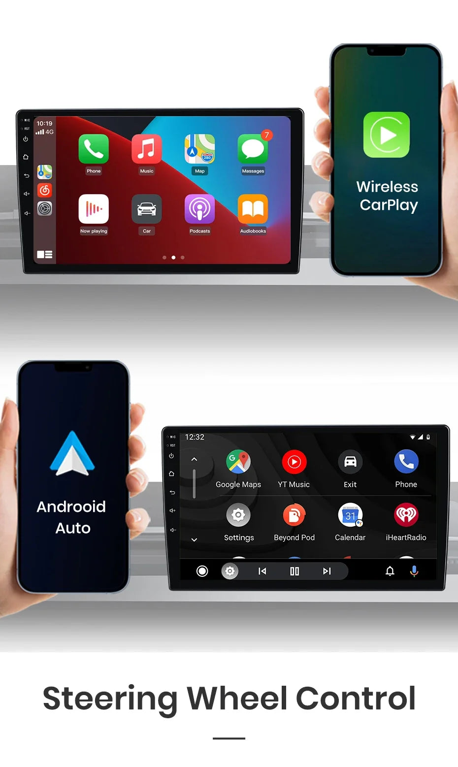 Autoradio Junsun 10" Android 13 pour Renault Clio 4 (2012-2017) – CarPlay & Android Auto sans fil, GPS, Caméra 360°