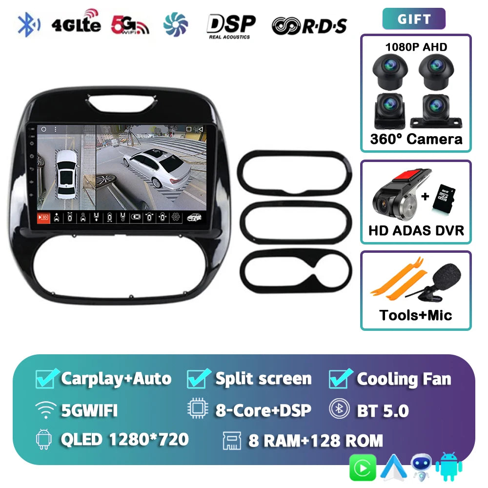 Autoradio Android 15 pour Renault Captur / Clio / Kadjar – CarPlay & Android Auto, GPS, 4G, Écran Tactile 9"