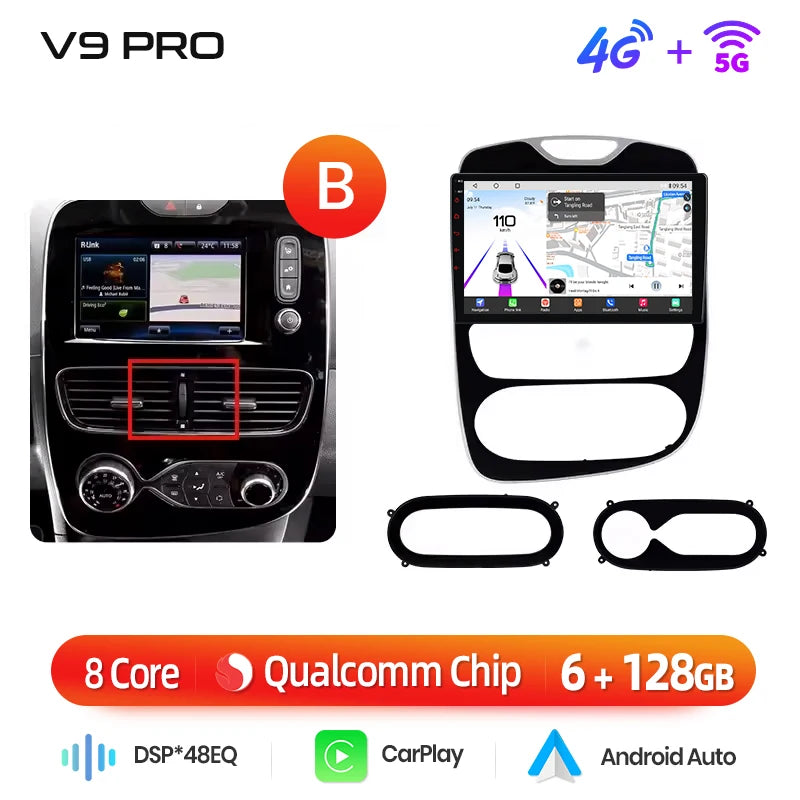 Autoradio Junsun 10" Android 13 pour Renault Clio 4 (2012-2017) – CarPlay & Android Auto sans fil, GPS, Caméra 360°