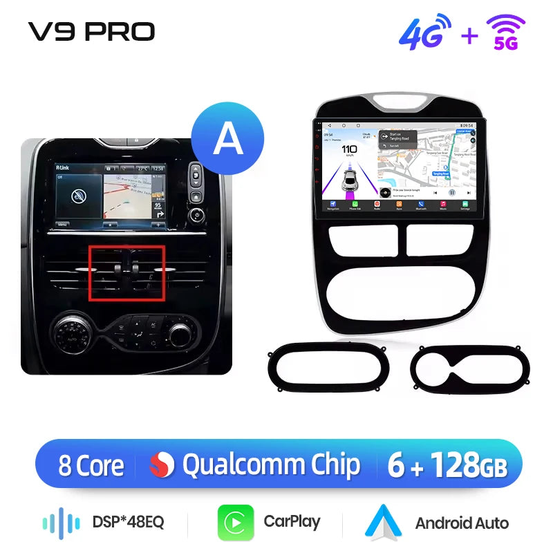 Autoradio Junsun 10" Android 13 pour Renault Clio 4 (2012-2017) – CarPlay & Android Auto sans fil, GPS, Caméra 360°