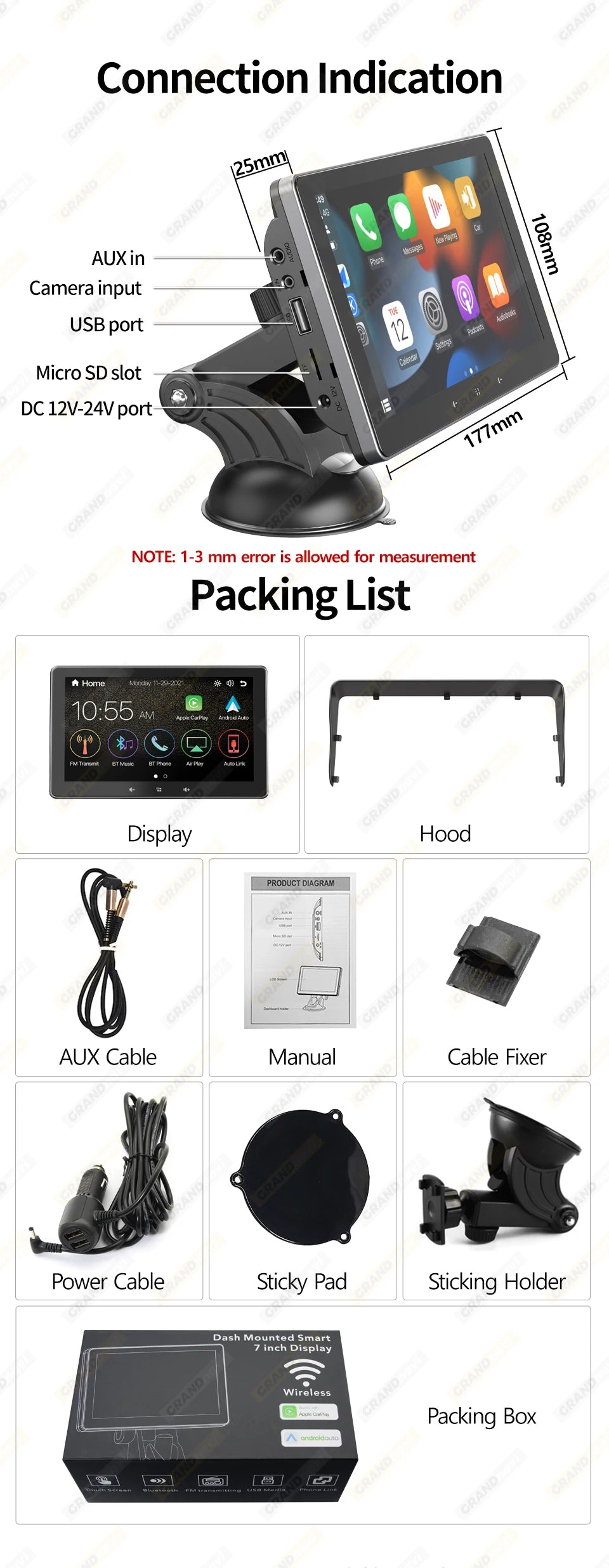 Autoradio 7" Universel – CarPlay & Android Auto Sans Fil