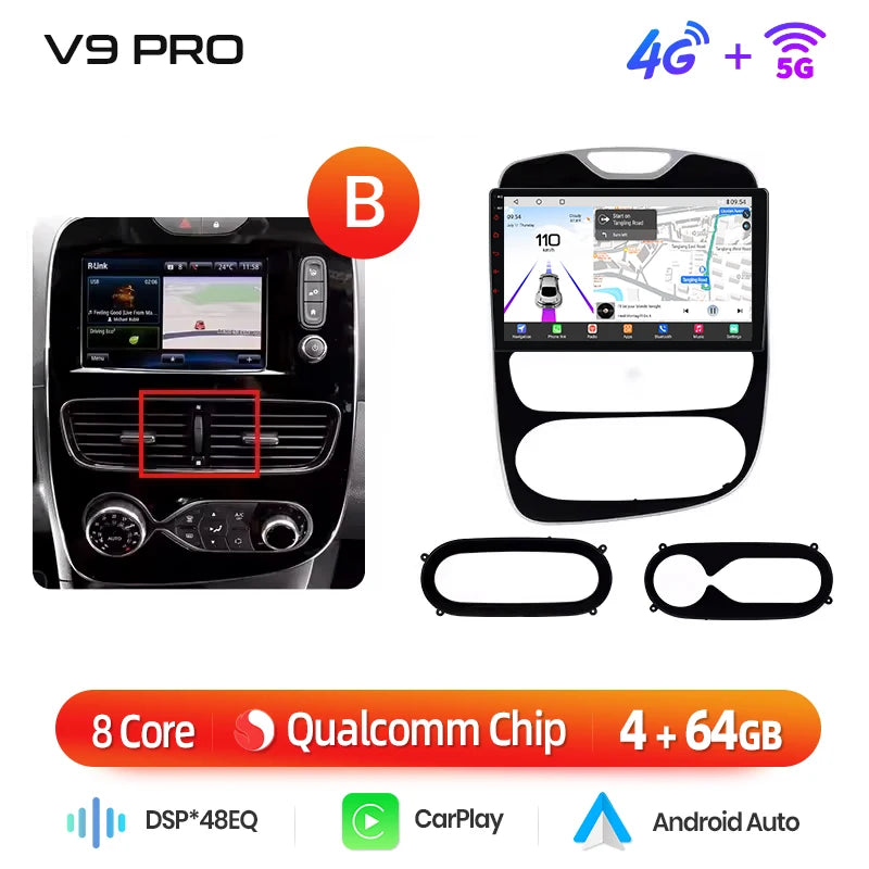 Autoradio Junsun 10" Android 13 pour Renault Clio 4 (2012-2017) – CarPlay & Android Auto sans fil, GPS, Caméra 360°