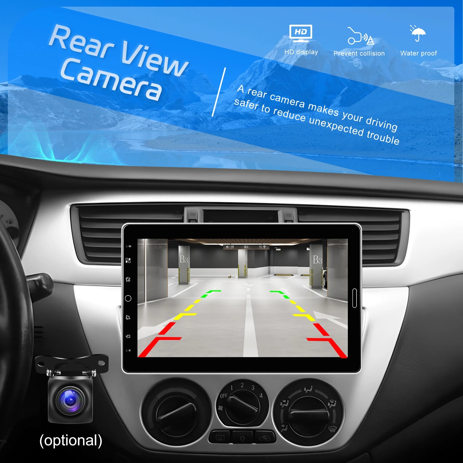 Podofo Autoradio 10.1" Écran Rotatif 1 Din – CarPlay, Android Auto, Bluetooth, FM/AM/RDS