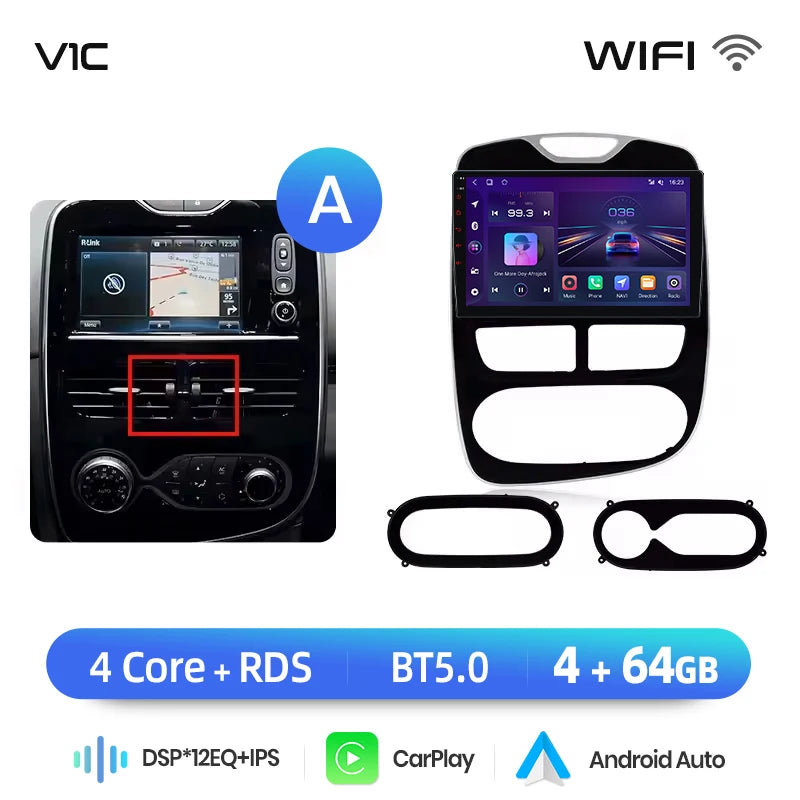 Autoradio Junsun 10" Android 13 pour Renault Clio 4 (2012-2017) – CarPlay & Android Auto sans fil, GPS, Caméra 360°