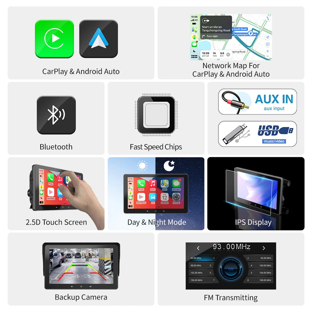 Autoradio 7" Universel – CarPlay & Android Auto Sans Fil