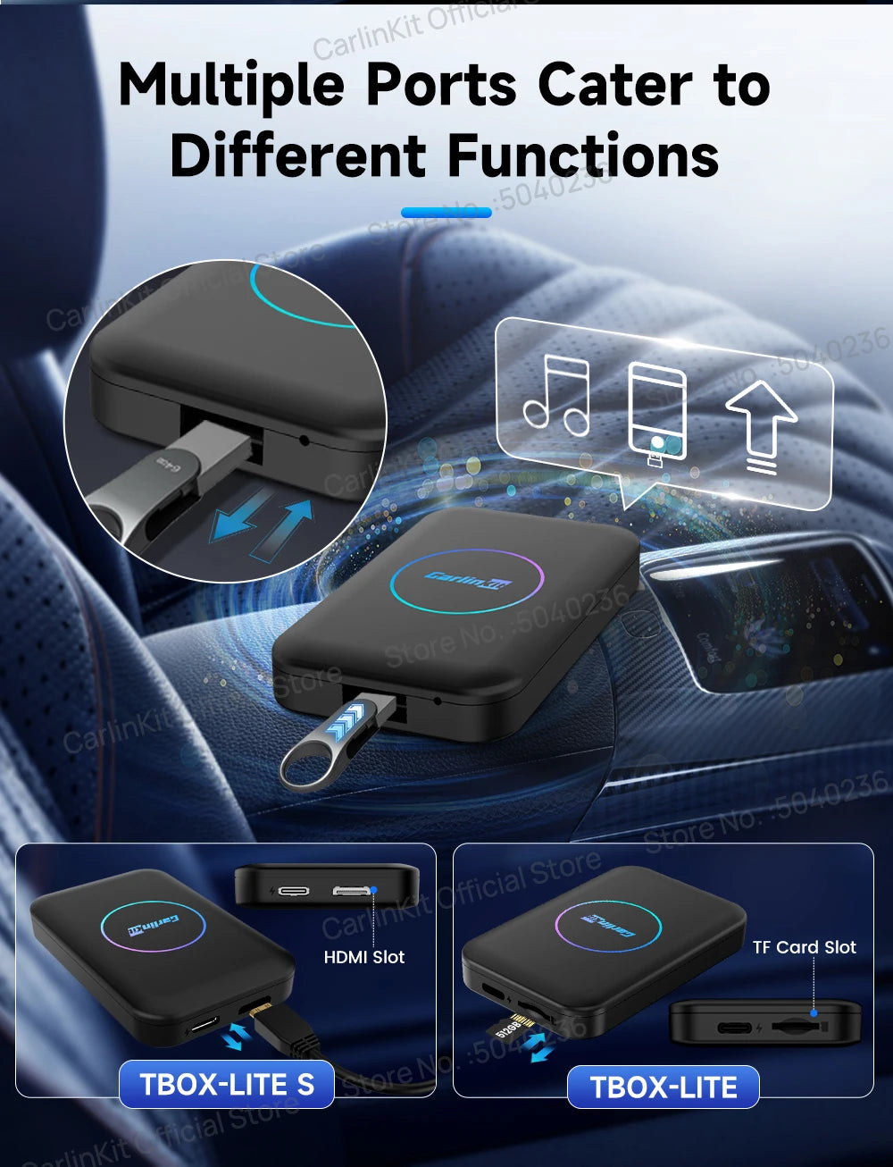 CarlinKit HDMI 5-en-1 Boîtier Android TV Adaptateur Sans Fil – Compatible Netflix, IPTV, Android Auto & CarPlay pour Autoradios
