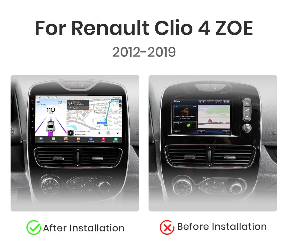 Autoradio Junsun 10" Android 13 pour Renault Clio 4 (2012-2017) – CarPlay & Android Auto sans fil, GPS, Caméra 360°