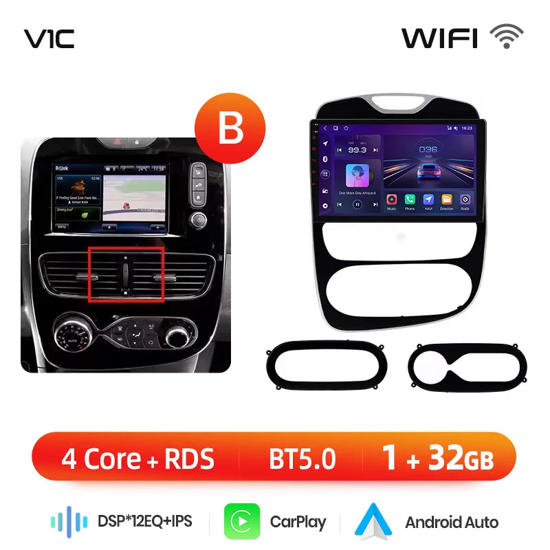 Autoradio Junsun 10" Android 13 pour Renault Clio 4 (2012-2017) – CarPlay & Android Auto sans fil, GPS, Caméra 360°