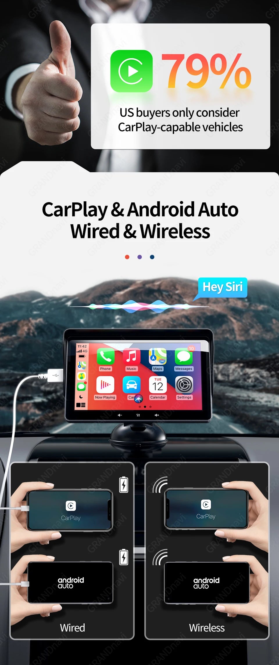 Autoradio 7" Universel – CarPlay & Android Auto Sans Fil