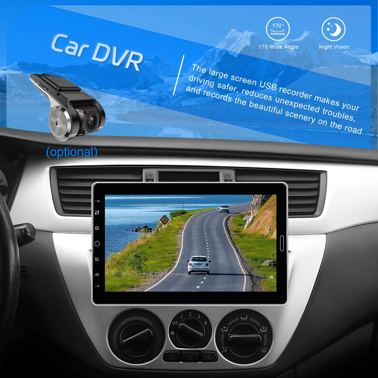 Podofo Autoradio 10.1" Écran Rotatif 1 Din – CarPlay, Android Auto, Bluetooth, FM/AM/RDS