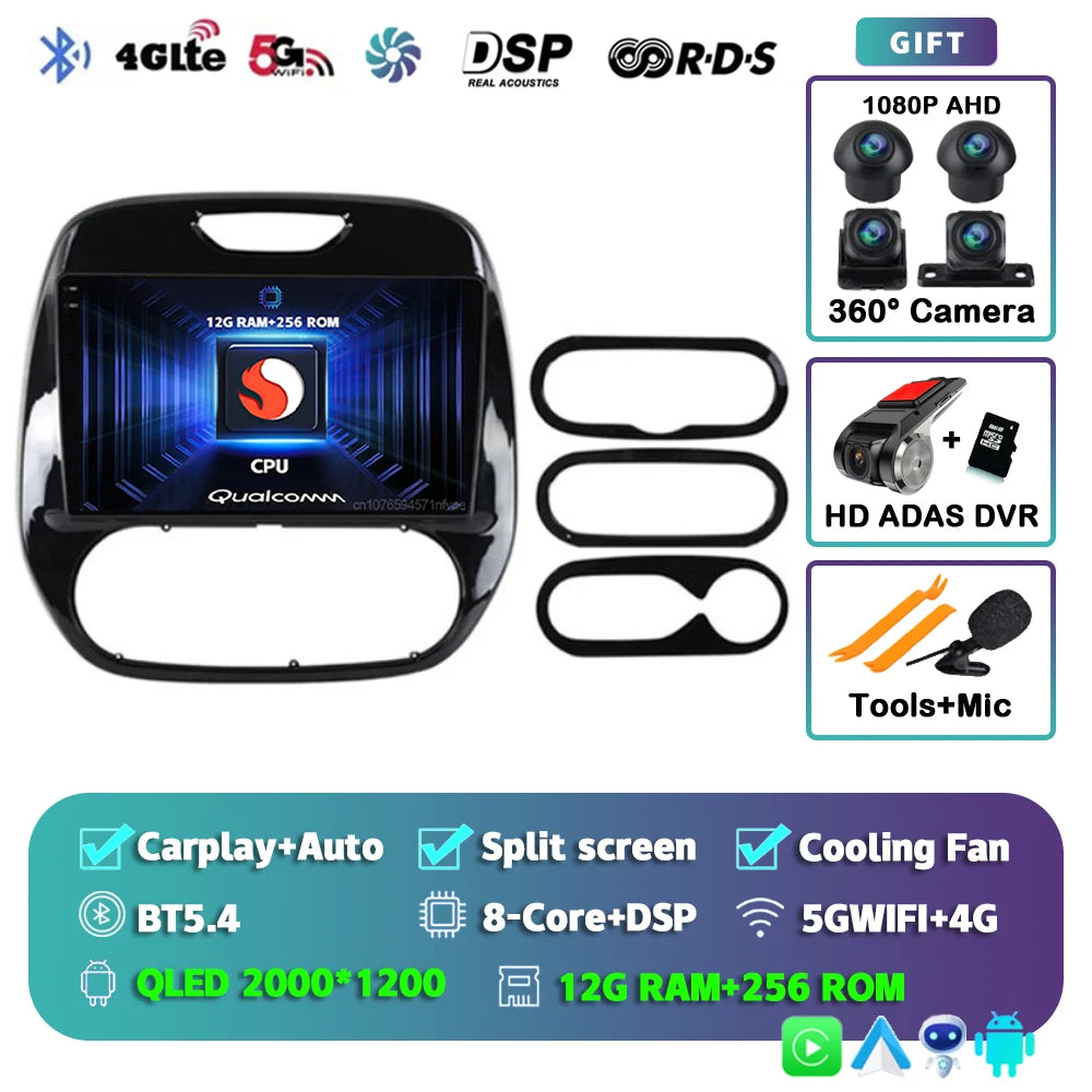 Autoradio Android 15 pour Renault Captur / Clio / Kadjar – CarPlay & Android Auto, GPS, 4G, Écran Tactile 9"
